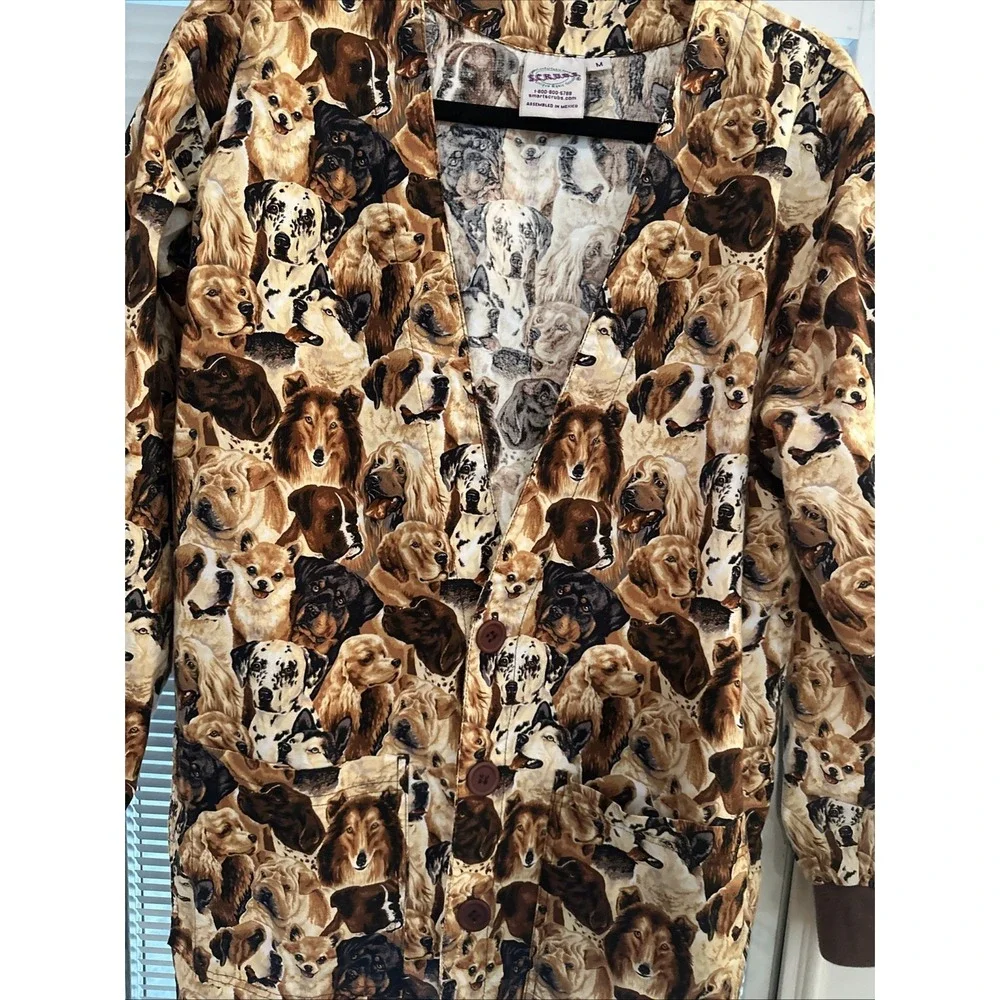 Scrubs Uniform Golden Retriever Collie Shar-pei Do YBeagle Dog Vet  Top Sz M